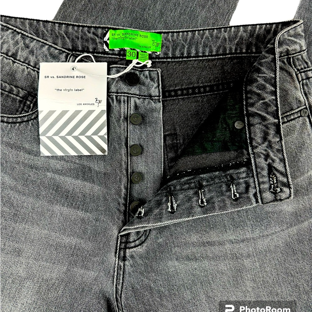 NWT Free People SR vs. SANDRINE ROSE “the virgin label” Black Jean.